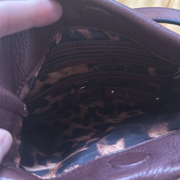 B. Makowsky Brown Leather Bag with Leopard Lining - Picture 7 of 11